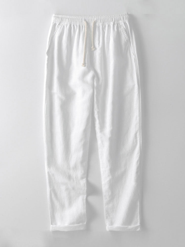 Pantalons en lin à jambe droite