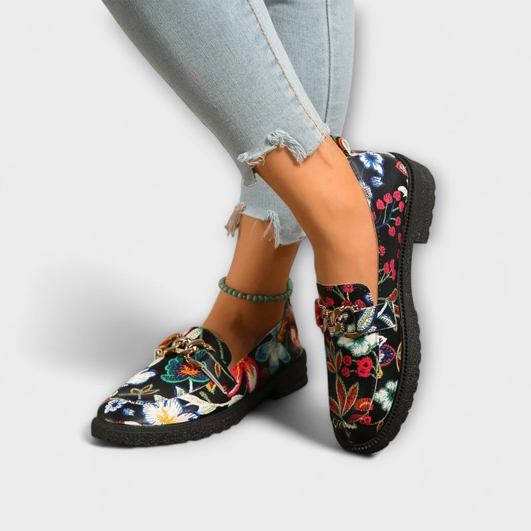 Orla – Mocassins Multicolores avec Motif de Fleurs