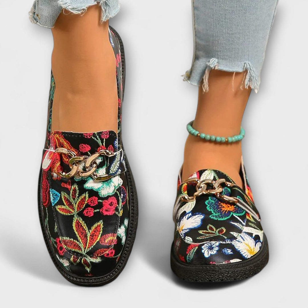 Orla – Mocassins Multicolores avec Motif de Fleurs