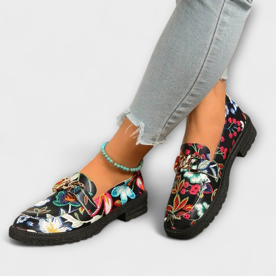 Orla – Mocassins Multicolores avec Motif de Fleurs