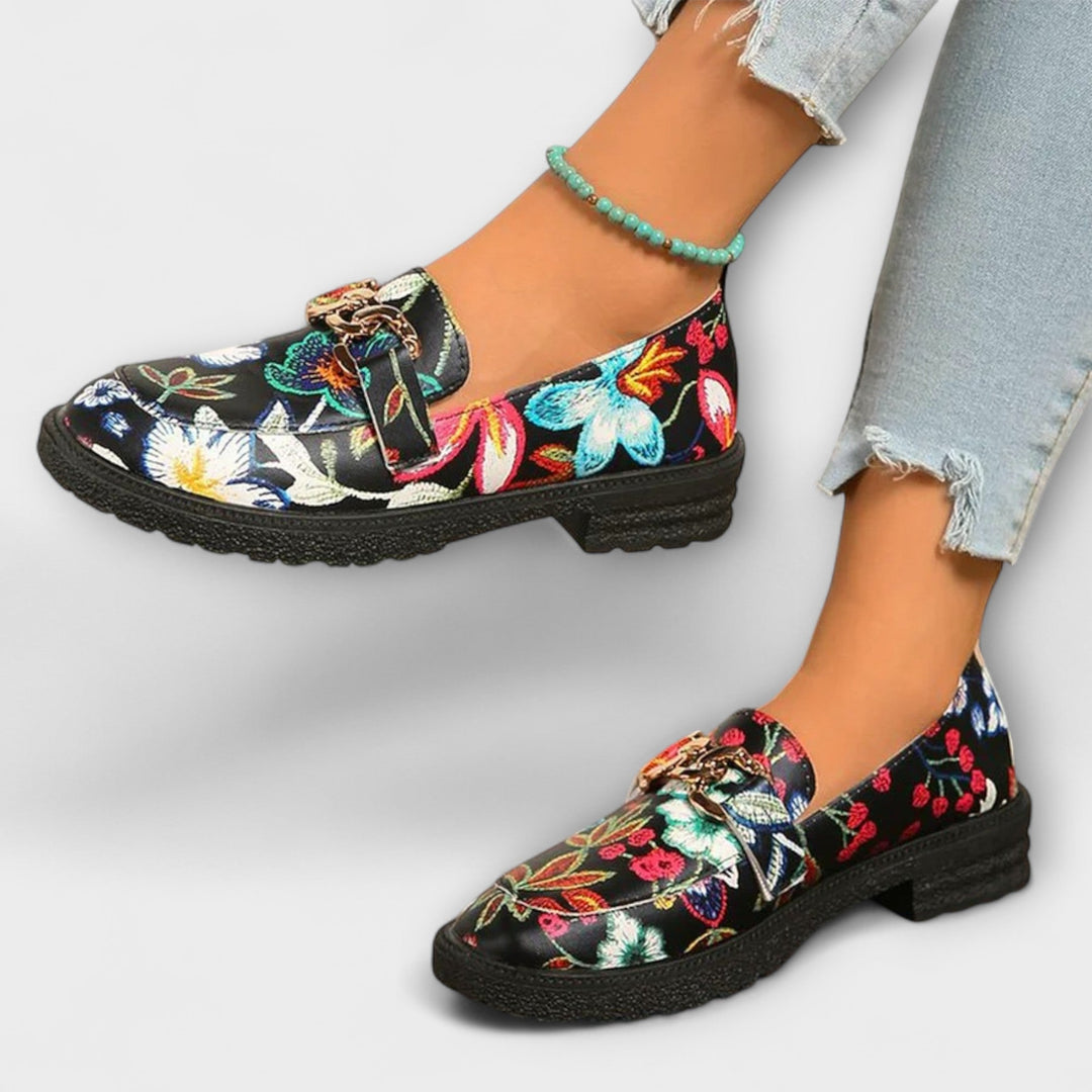 Orla – Mocassins Multicolores avec Motif de Fleurs