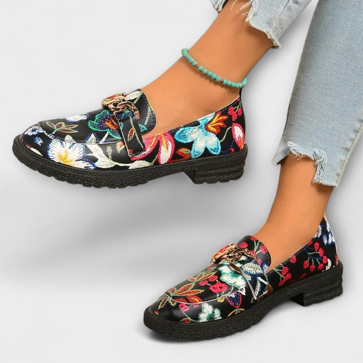 Orla – Mocassins Multicolores avec Motif de Fleurs