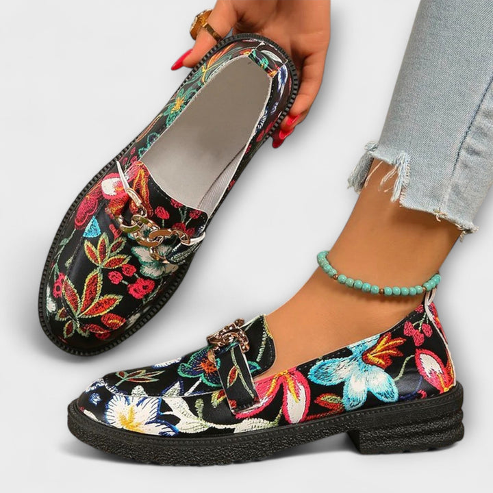 Orla – Mocassins Multicolores avec Motif de Fleurs