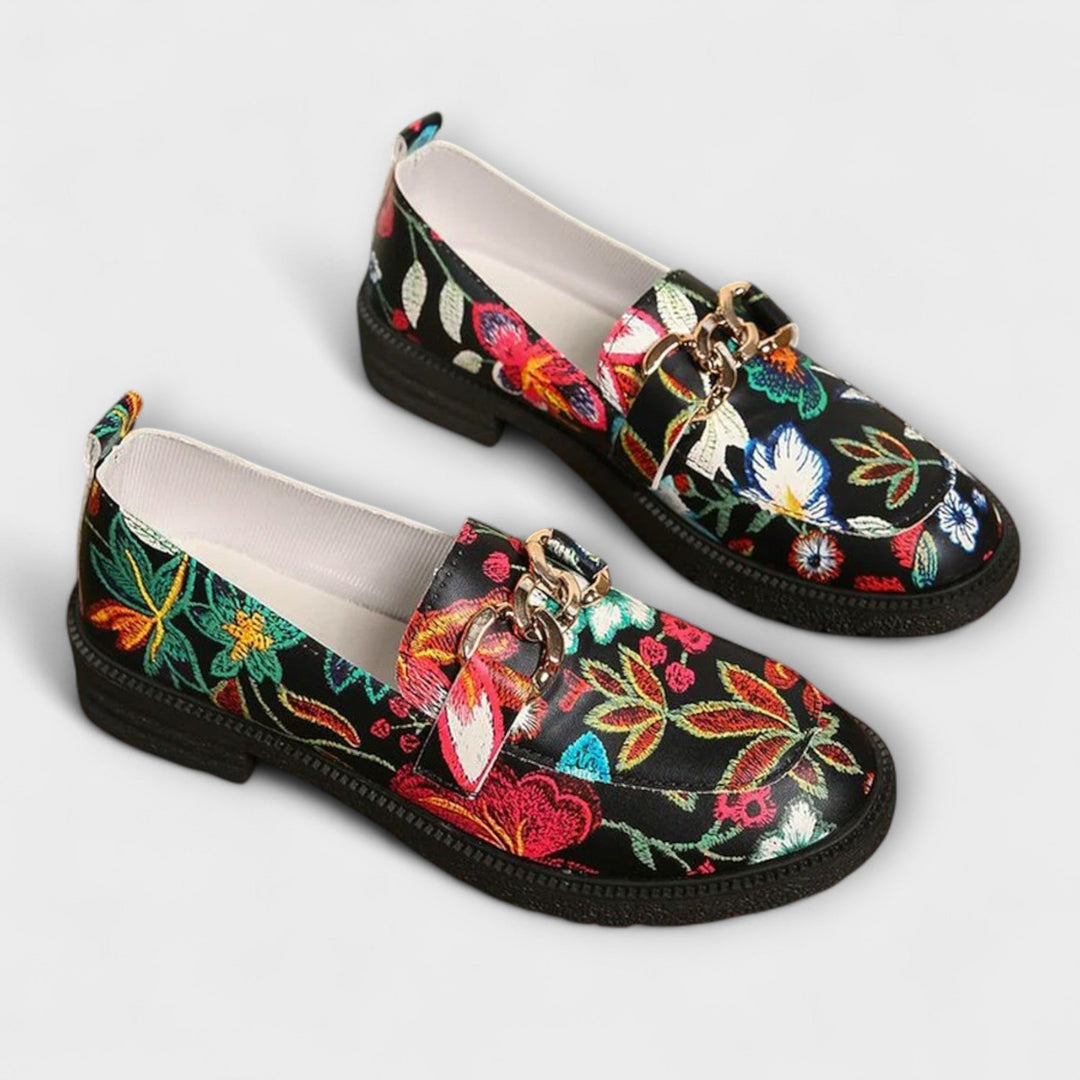Orla – Mocassins Multicolores avec Motif de Fleurs