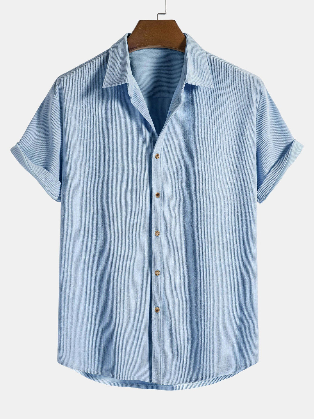 Chemise à manches courtes en velours côtelé avec boutons et shorts