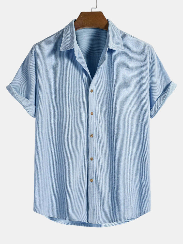 Chemise à manches courtes en velours côtelé avec boutons et shorts