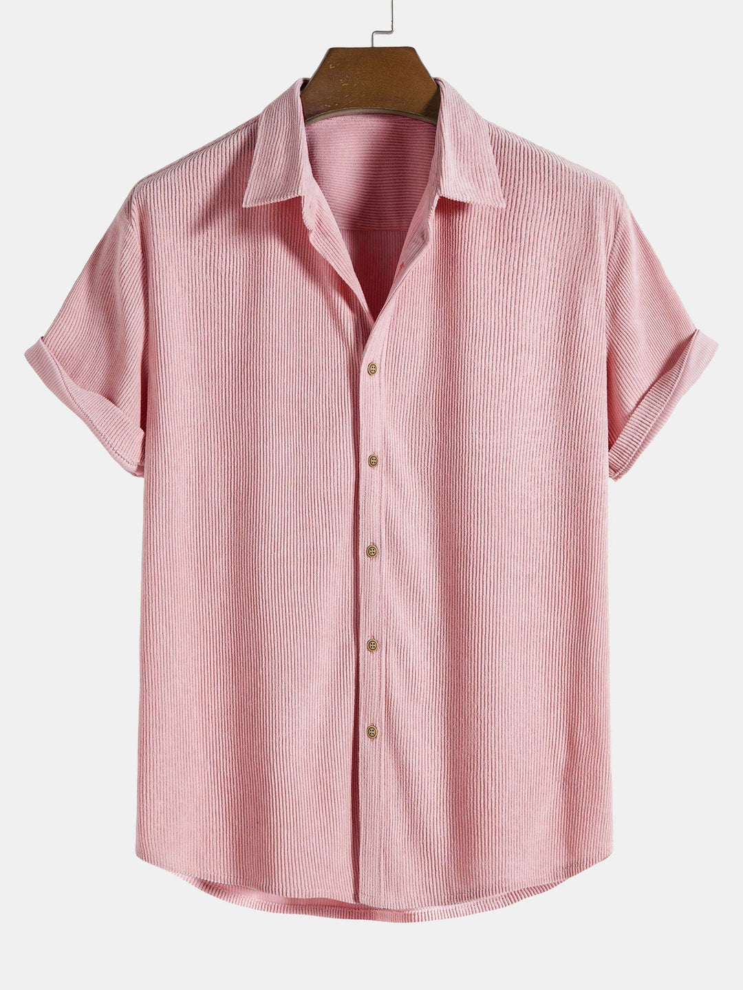 Chemise à manches courtes en velours côtelé avec boutons et shorts
