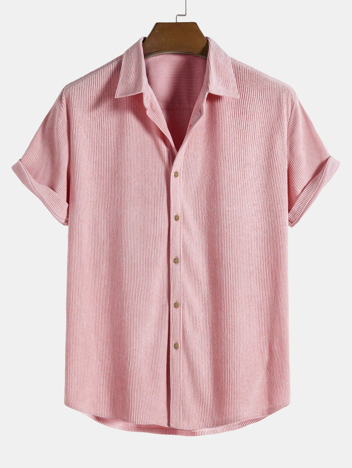 Chemise à manches courtes en velours côtelé avec boutons et shorts