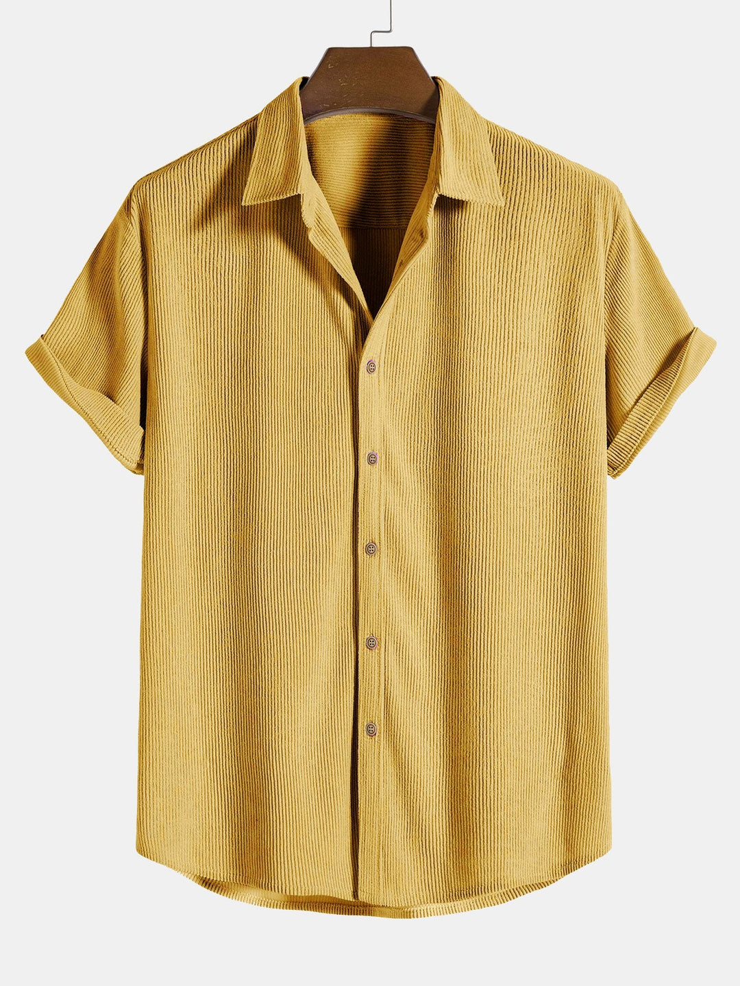 Chemise à manches courtes en velours côtelé avec boutons et shorts