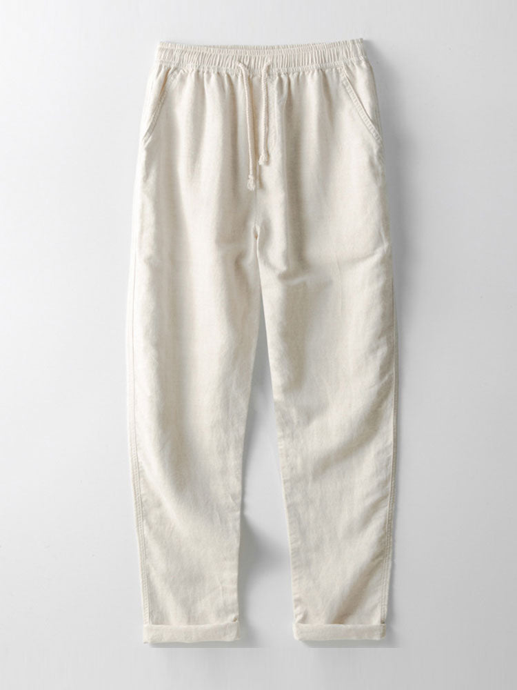 Chemise cubaine à manches courtes et pantalon en lin à jambe droite