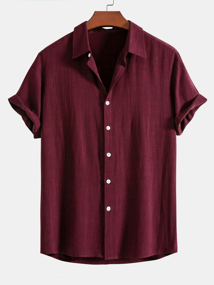 Chemise à boutons en mélange de lin et de rayonne & Pantalons en lin à jambe droite