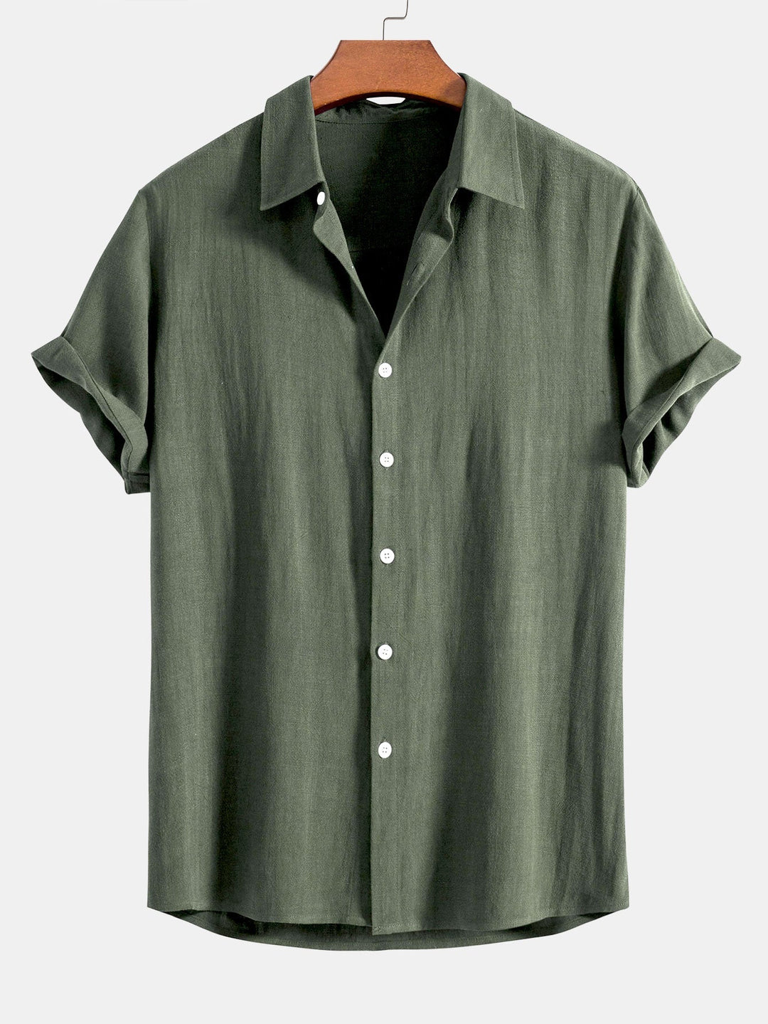 Chemise à boutons en mélange de lin et de rayonne & Pantalons en lin à jambe droite