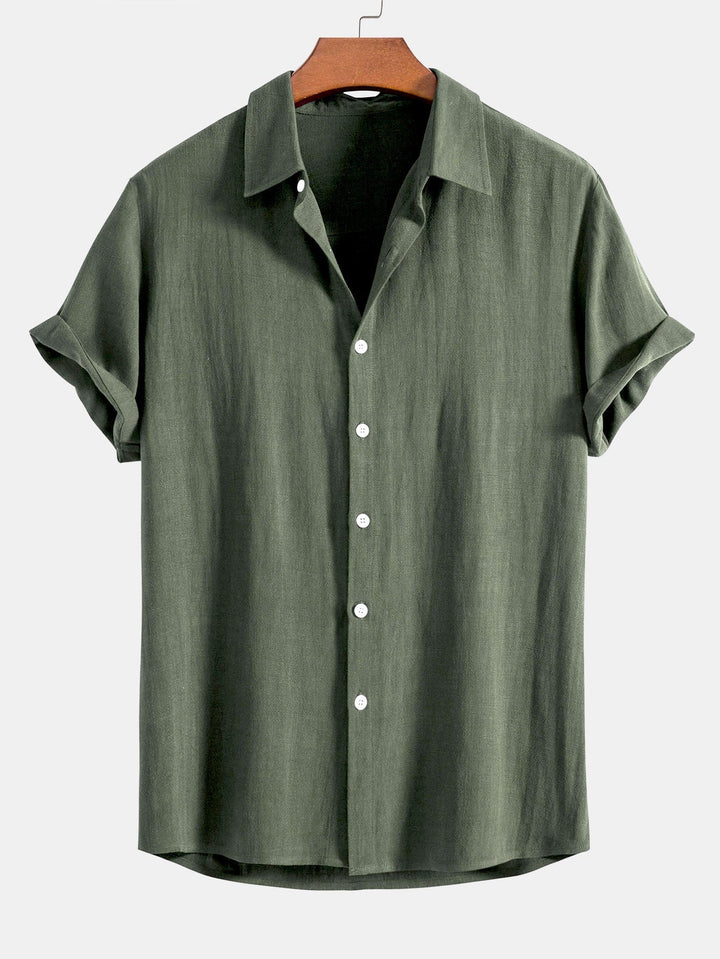 Chemise à boutons en mélange de lin et de rayonne & Pantalons en lin à jambe droite