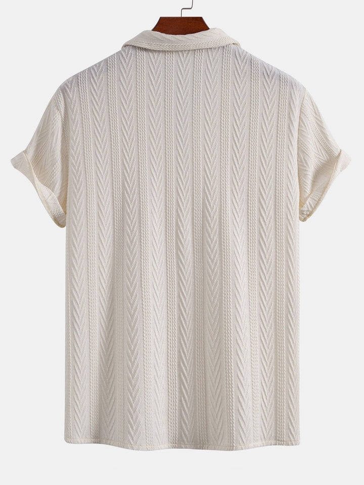 Chemise Cubaine en Jacquard Texturé & Pantalons Droits Texturés Anti-Rides