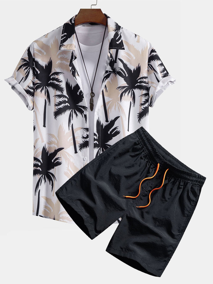 Chemises à Imprimé Palmier et Shorts de Bain