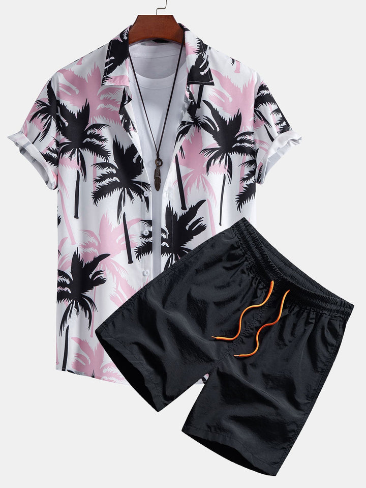 Chemises à Imprimé Palmier et Shorts de Bain