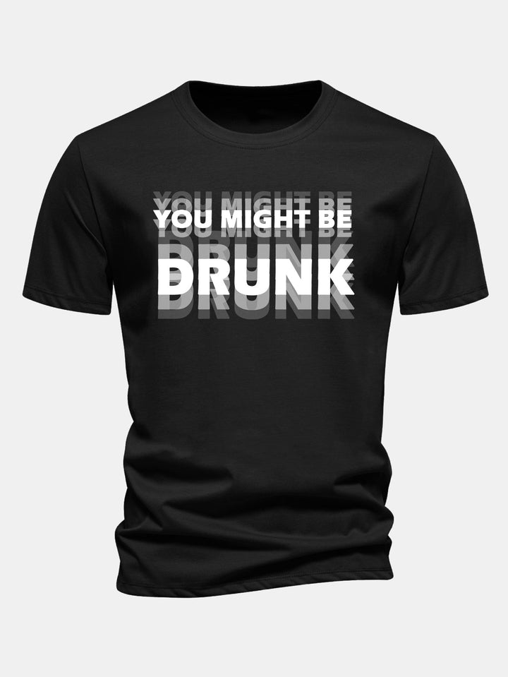 T-shirt en coton Regular Fit avec imprimé "You Might Be Drunk"