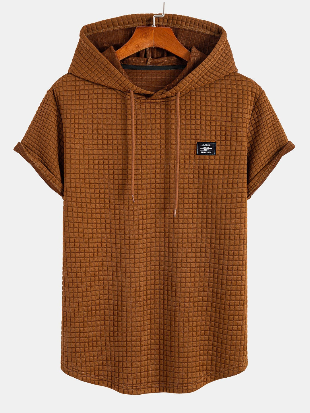 T-shirt à capuche en gaufre avec ourlet en arc