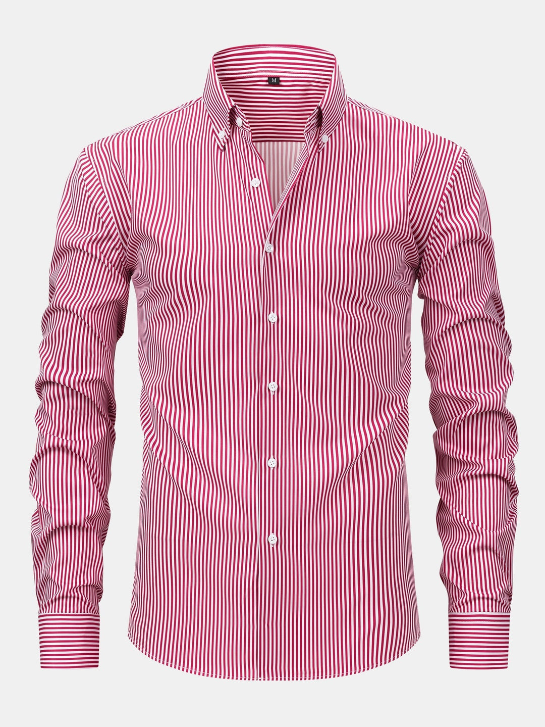 Chemise à rayures à manches longues avec boutons & Pantalon droit à taille élastique