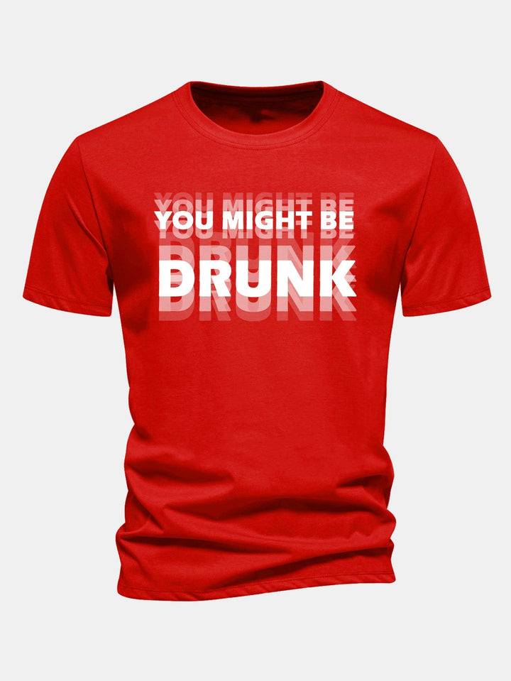 T-shirt en coton Regular Fit avec imprimé "You Might Be Drunk"