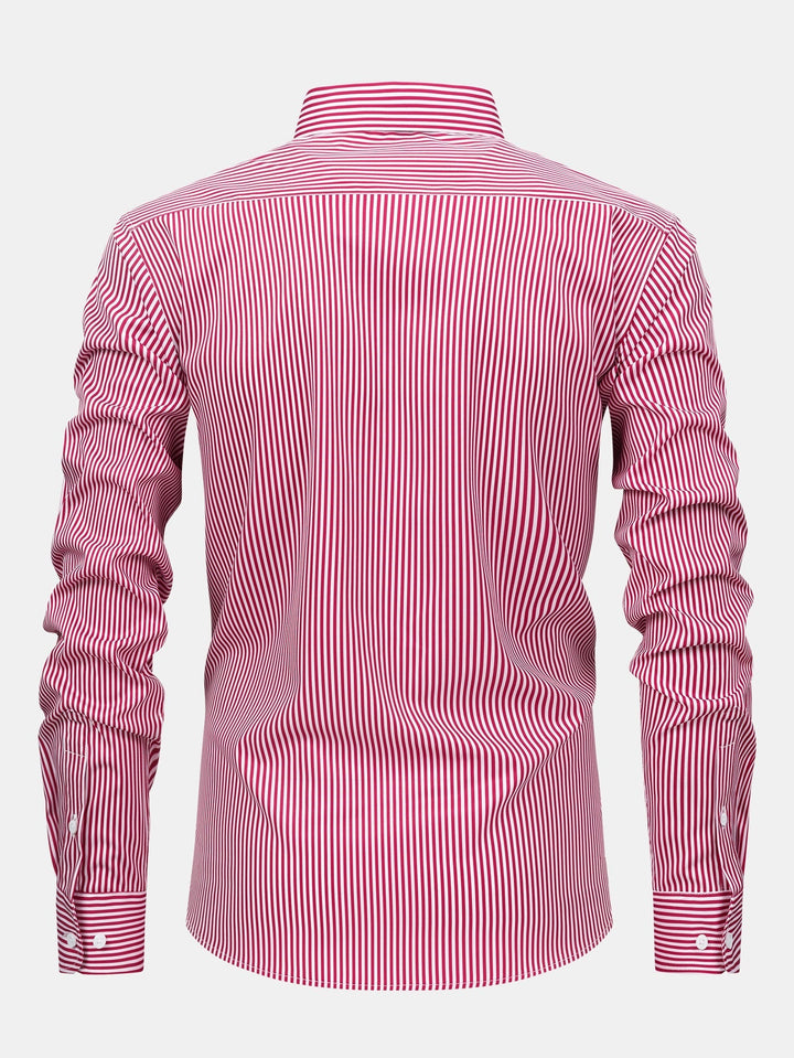 Chemise à rayures à manches longues avec boutons & Pantalon droit à taille élastique