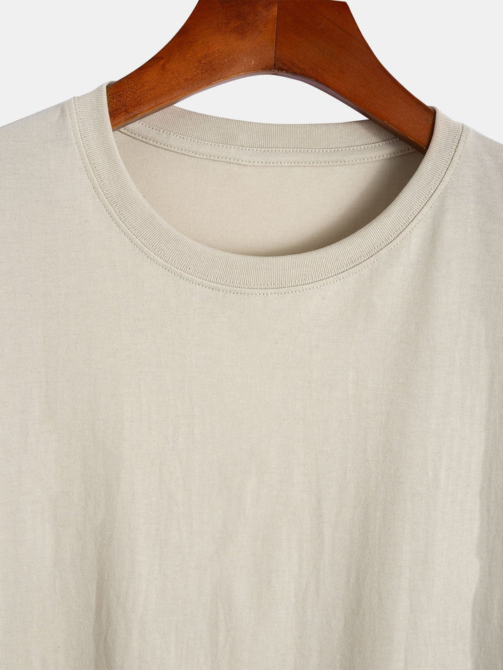T-shirt en coton basique à ourlet en arc