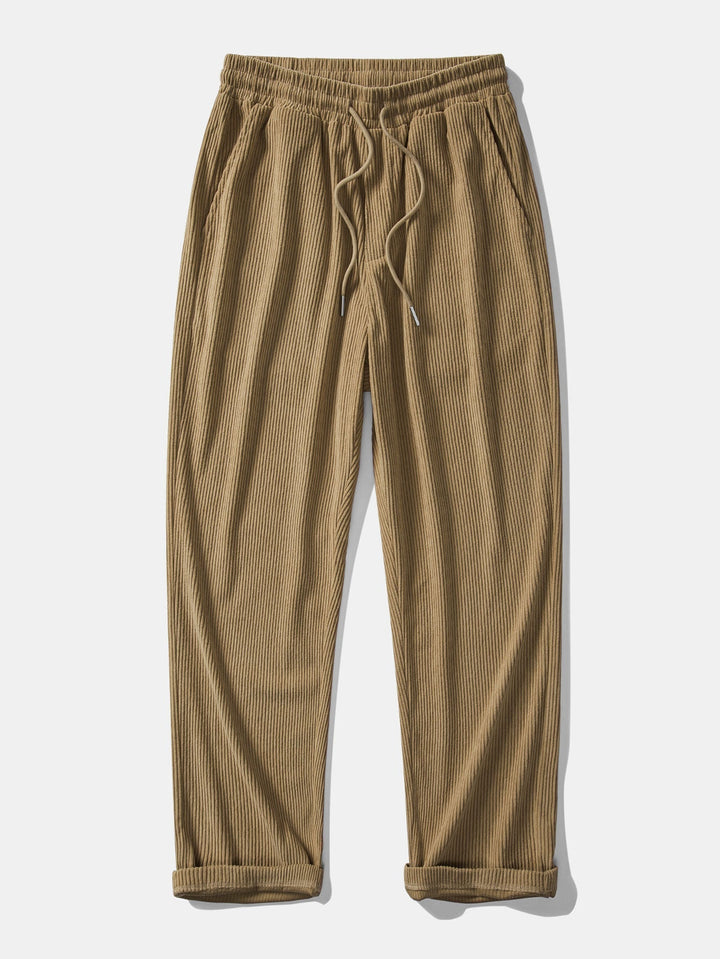Chemise boutonnée en velours côtelé colorblock et pantalon droit en velours côtelé