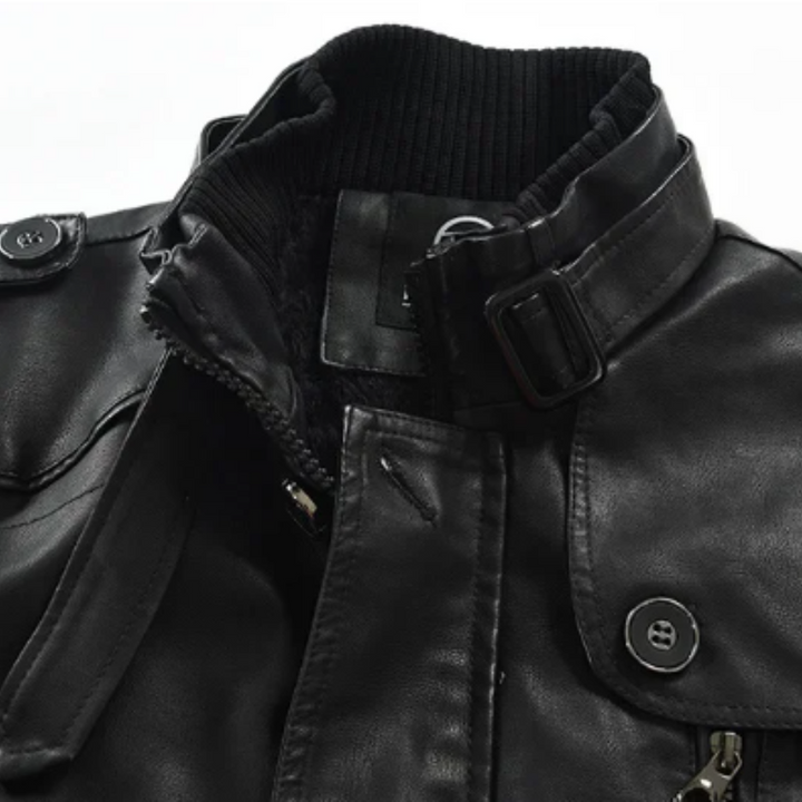 Veste de Moto en Cuir Long Élégante