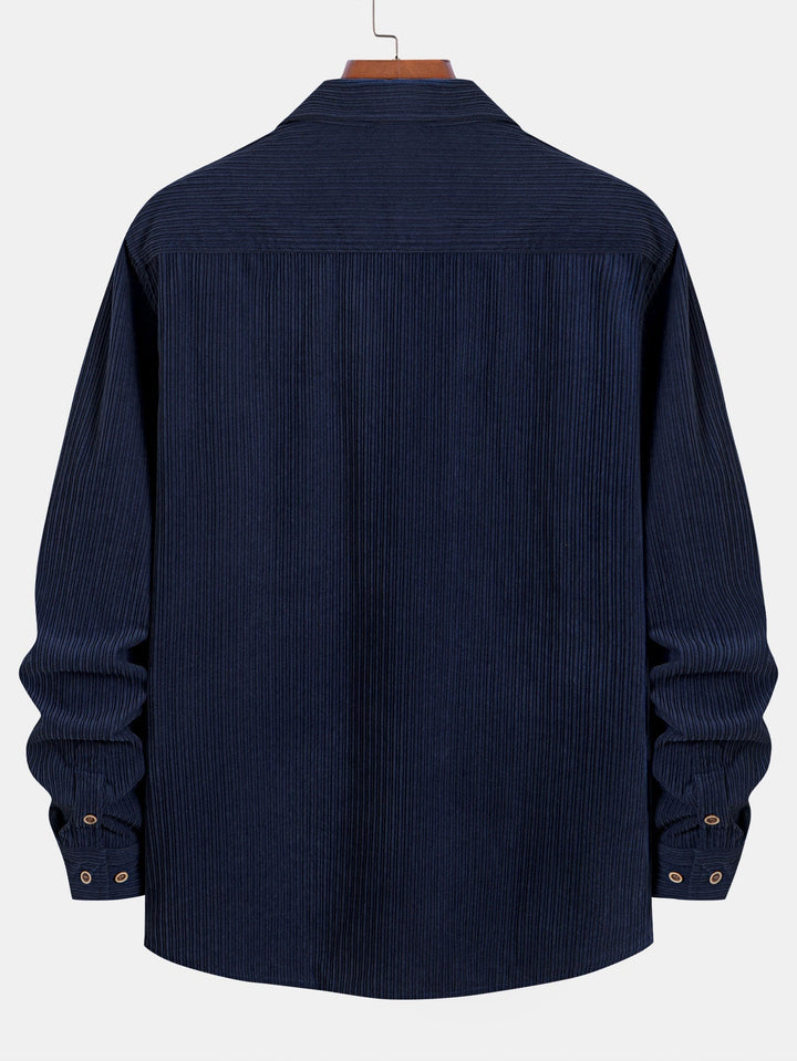 Chemise à manches longues en velours côtelé avec poche et boutons
