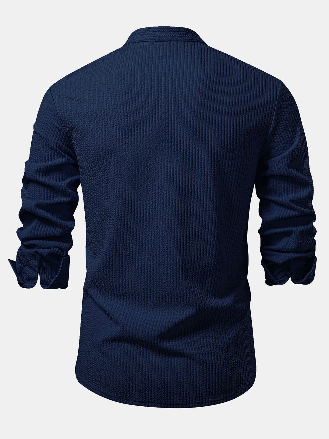 Chemise côtelée à col montant, coupe muscle, manches longues
