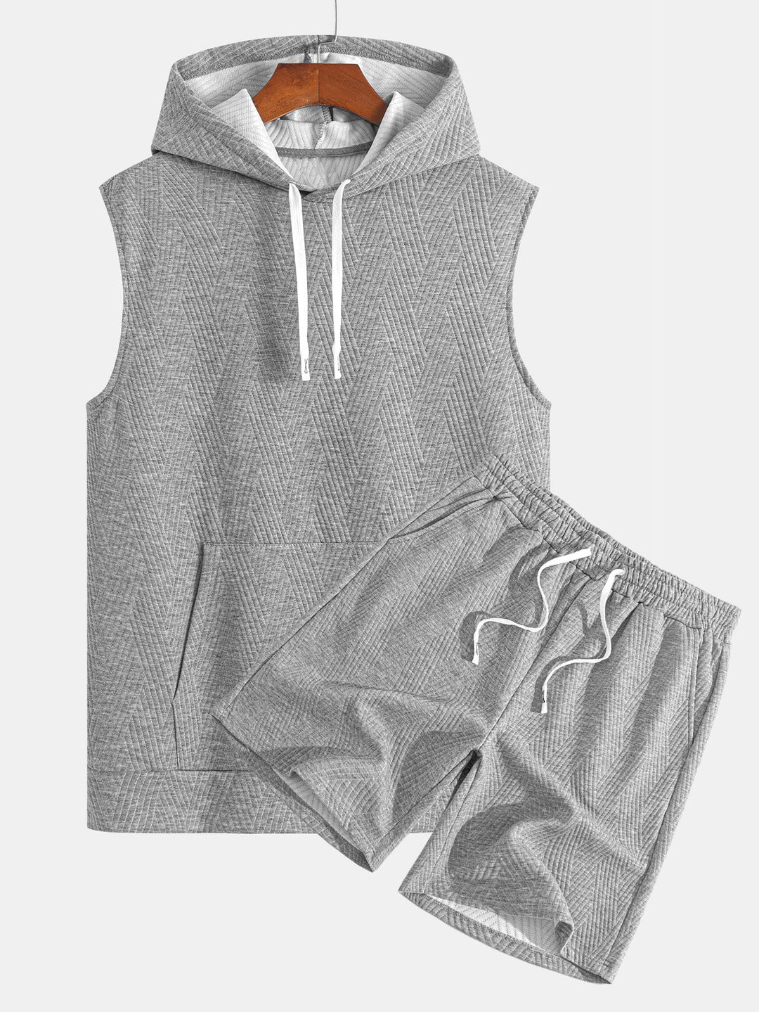 Sweat à capuche sans manches en jacquard rayé <tc>T-Shirt</tc> &amp; Shorts