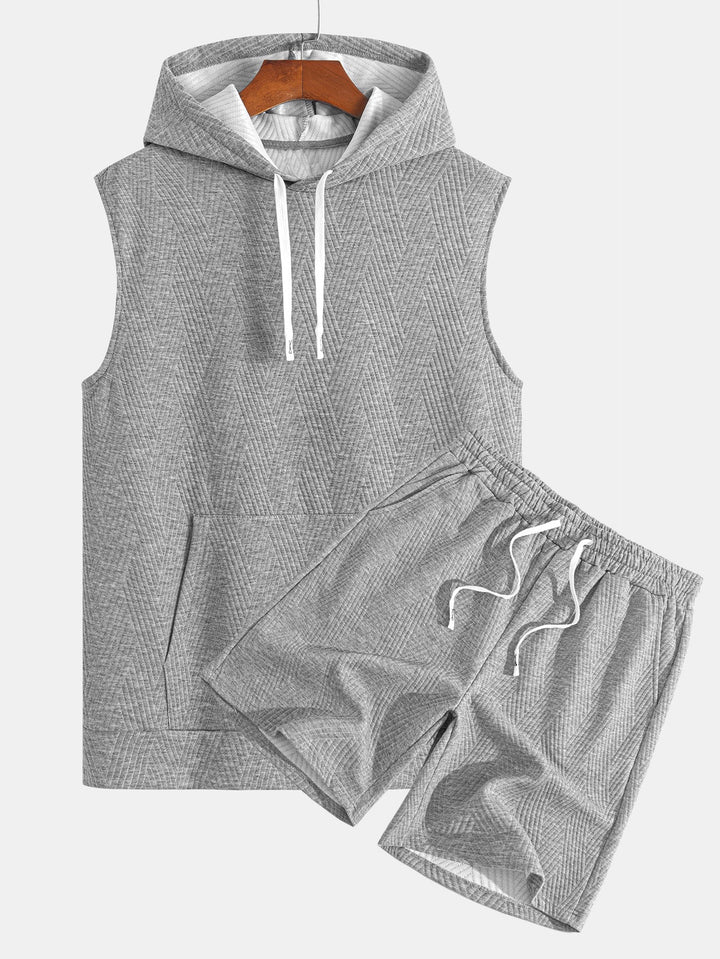 Sweat à capuche sans manches en jacquard rayé <tc>T-Shirt</tc> &amp; Shorts