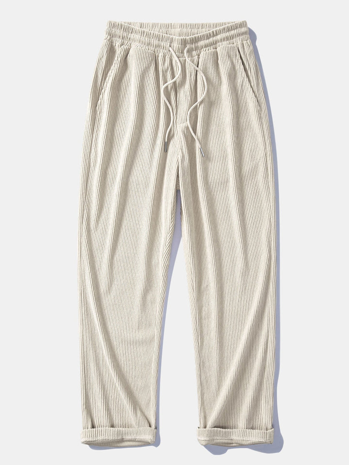 Chemise boutonnée en velours côtelé colorblock et pantalon droit en velours côtelé