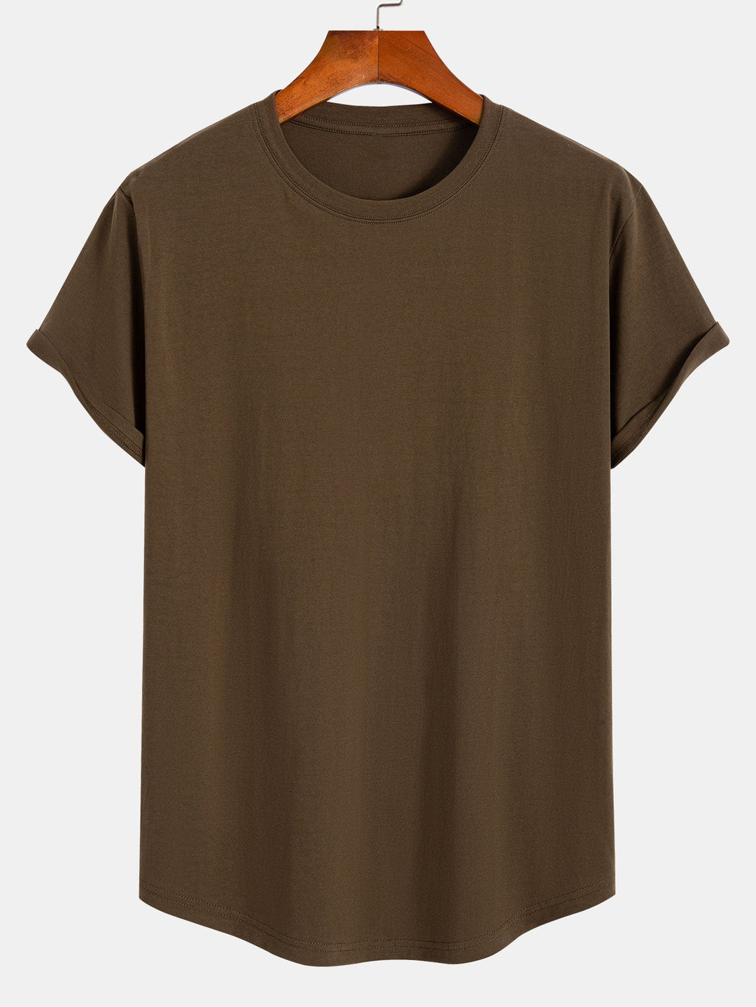 T-shirt en coton basique à ourlet en arc
