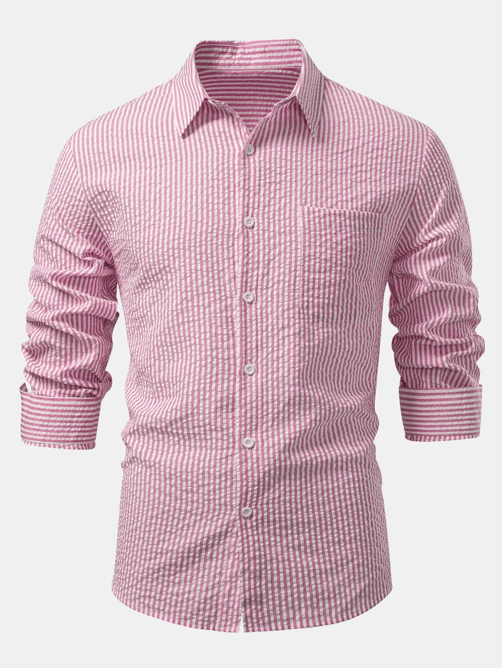 Chemise rayée à boutons en seersucker