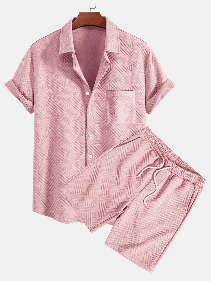 Chemise à boutons en jacquard rayé & Shorts à cordon de serrage
