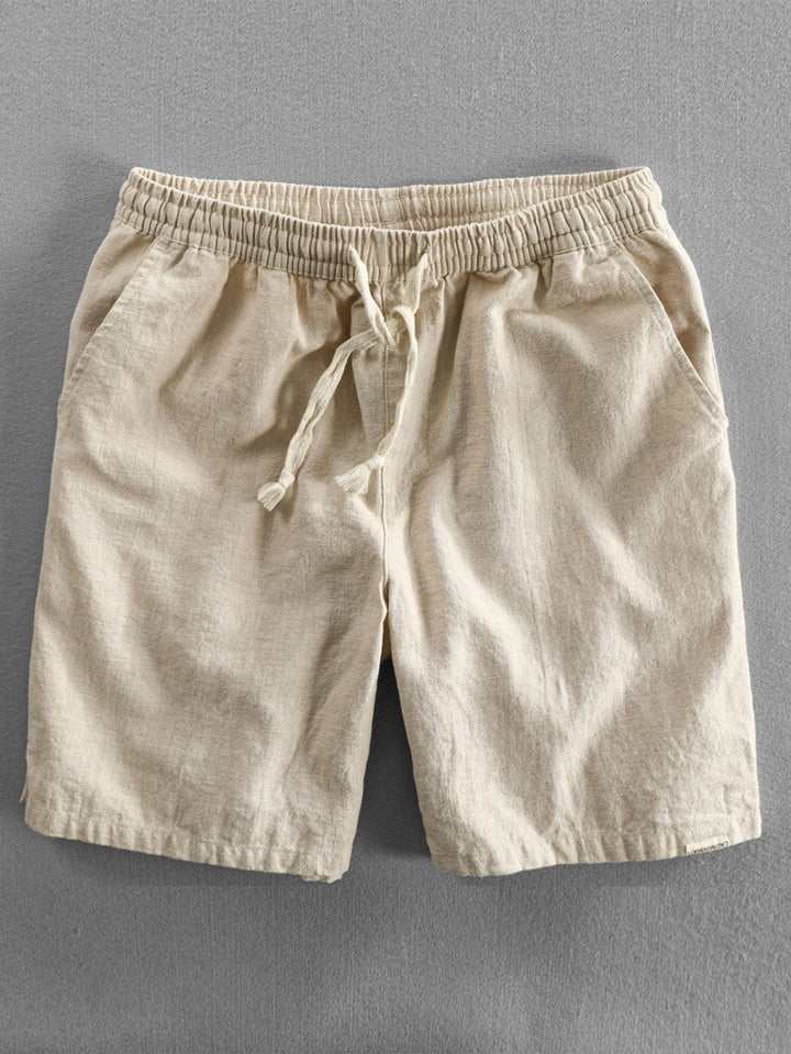 Shorts à cordon de mélange de coton en lin
