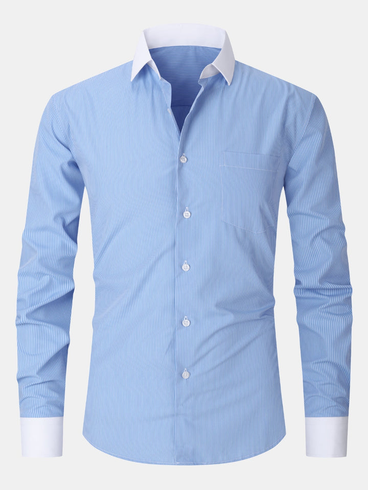 Chemise habillée à col contrasté rayé