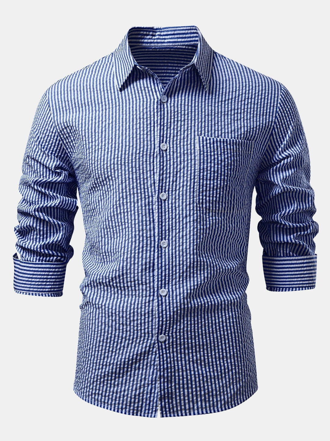 Chemise rayée à boutons en seersucker