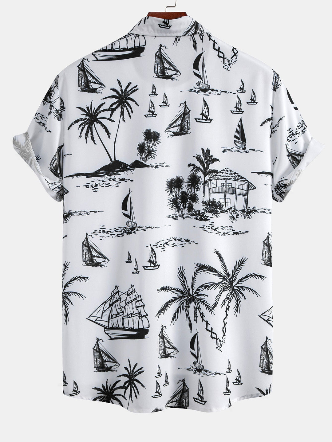 Chemises Boutonnées et Shorts de Bain à Imprimé Île