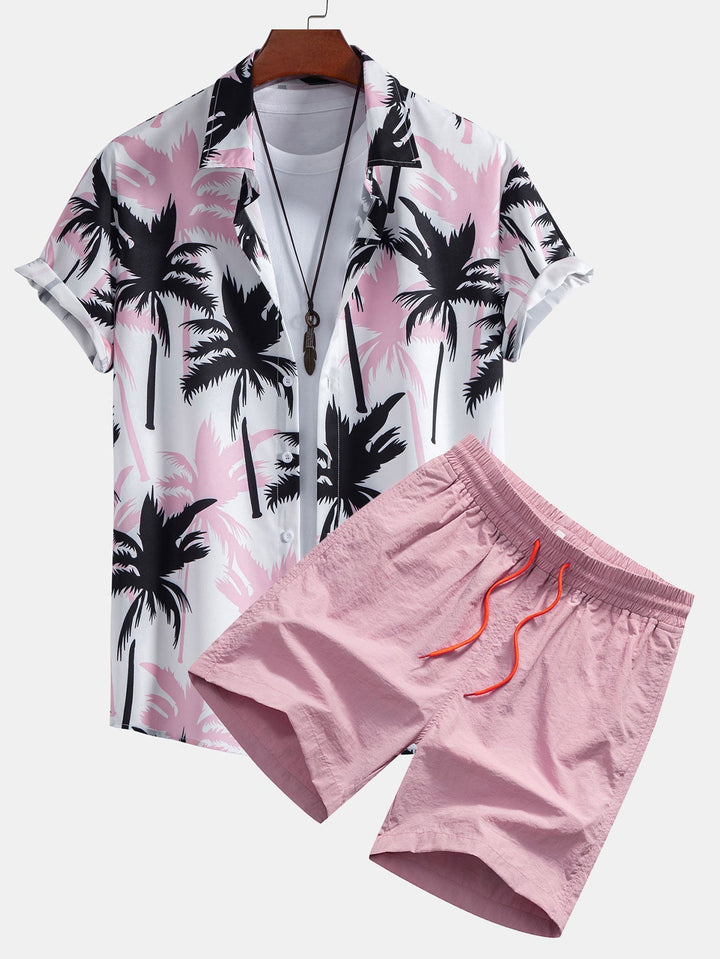 Chemises à Imprimé Palmier et Shorts de Bain