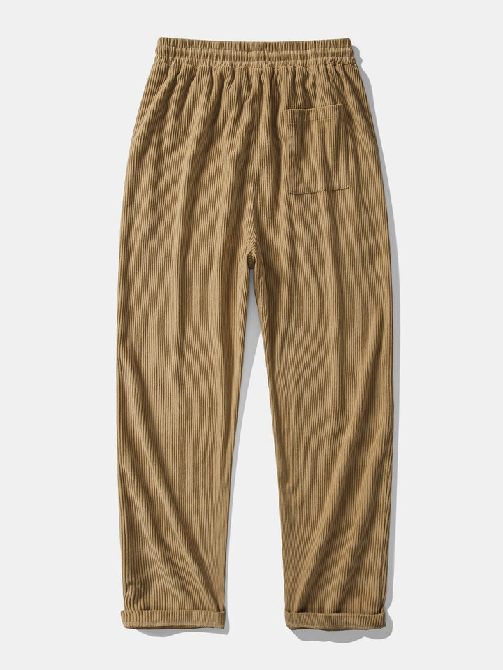 Chemise boutonnée en velours côtelé colorblock et pantalon droit en velours côtelé