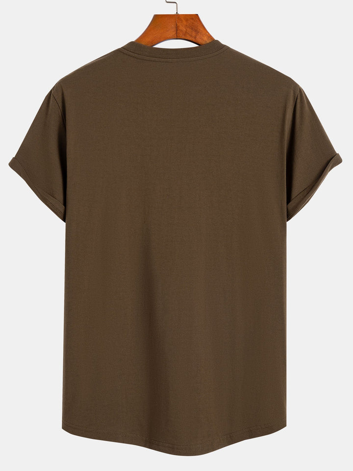 T-shirt en coton basique à ourlet en arc