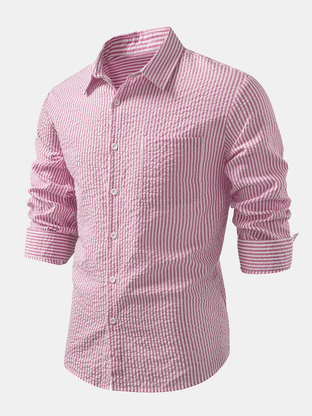 Chemise rayée à boutons en seersucker