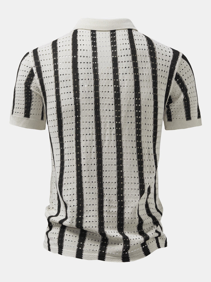 Chemise tricotée à œillets rayés