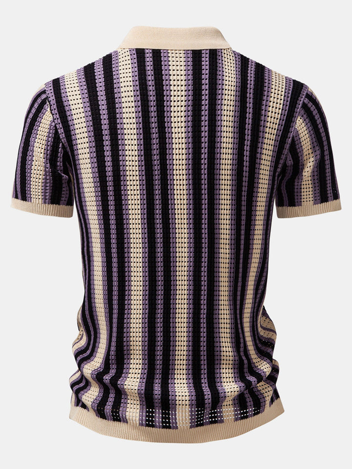 Chemise en crochet à œillets rayés