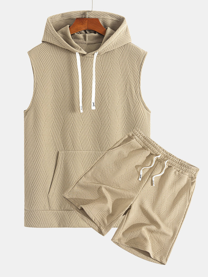 Sweat à capuche sans manches en jacquard rayé <tc>T-Shirt</tc> &amp; Shorts
