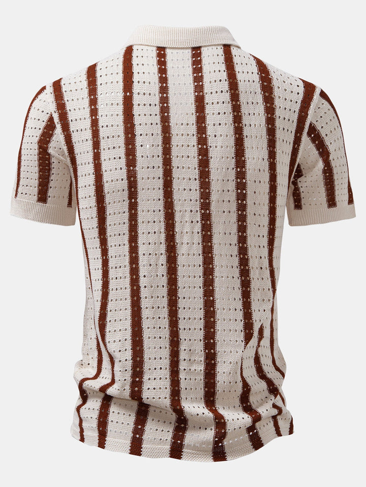 Chemise tricotée à œillets rayés