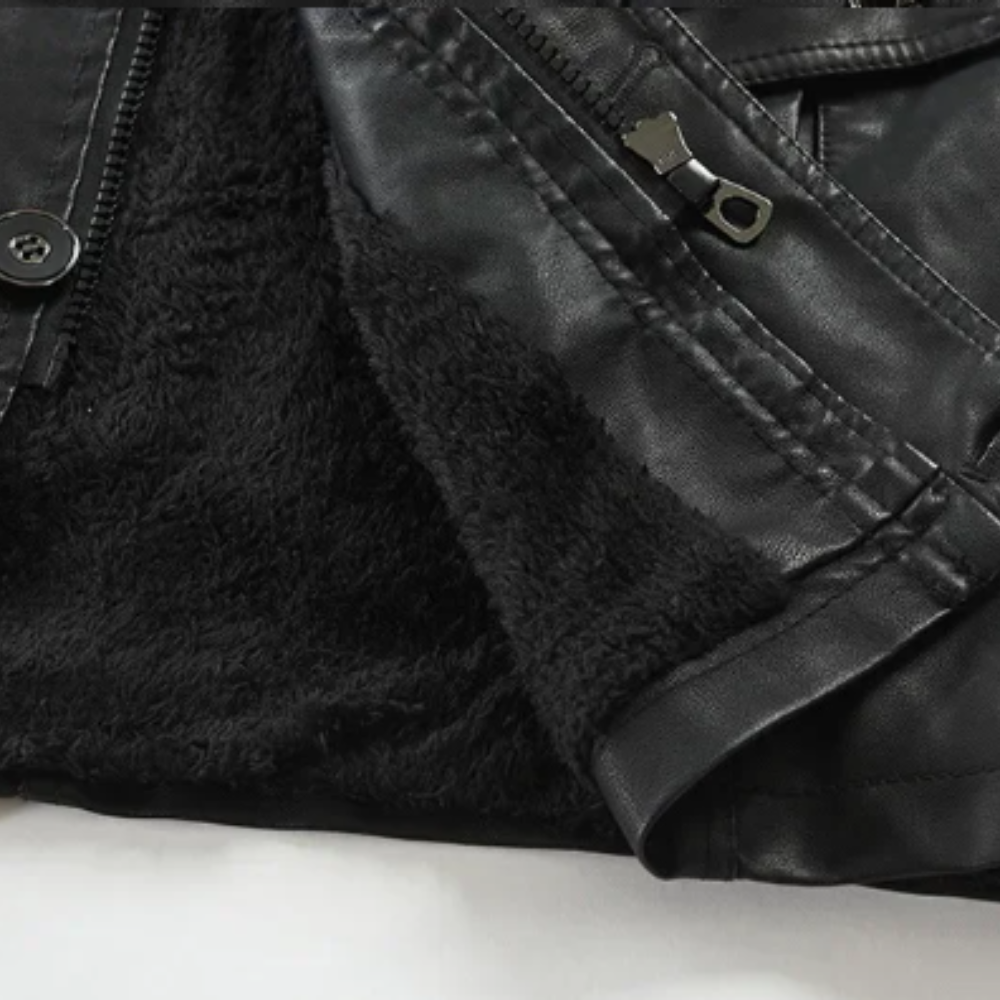 Veste de Moto en Cuir Long Élégante