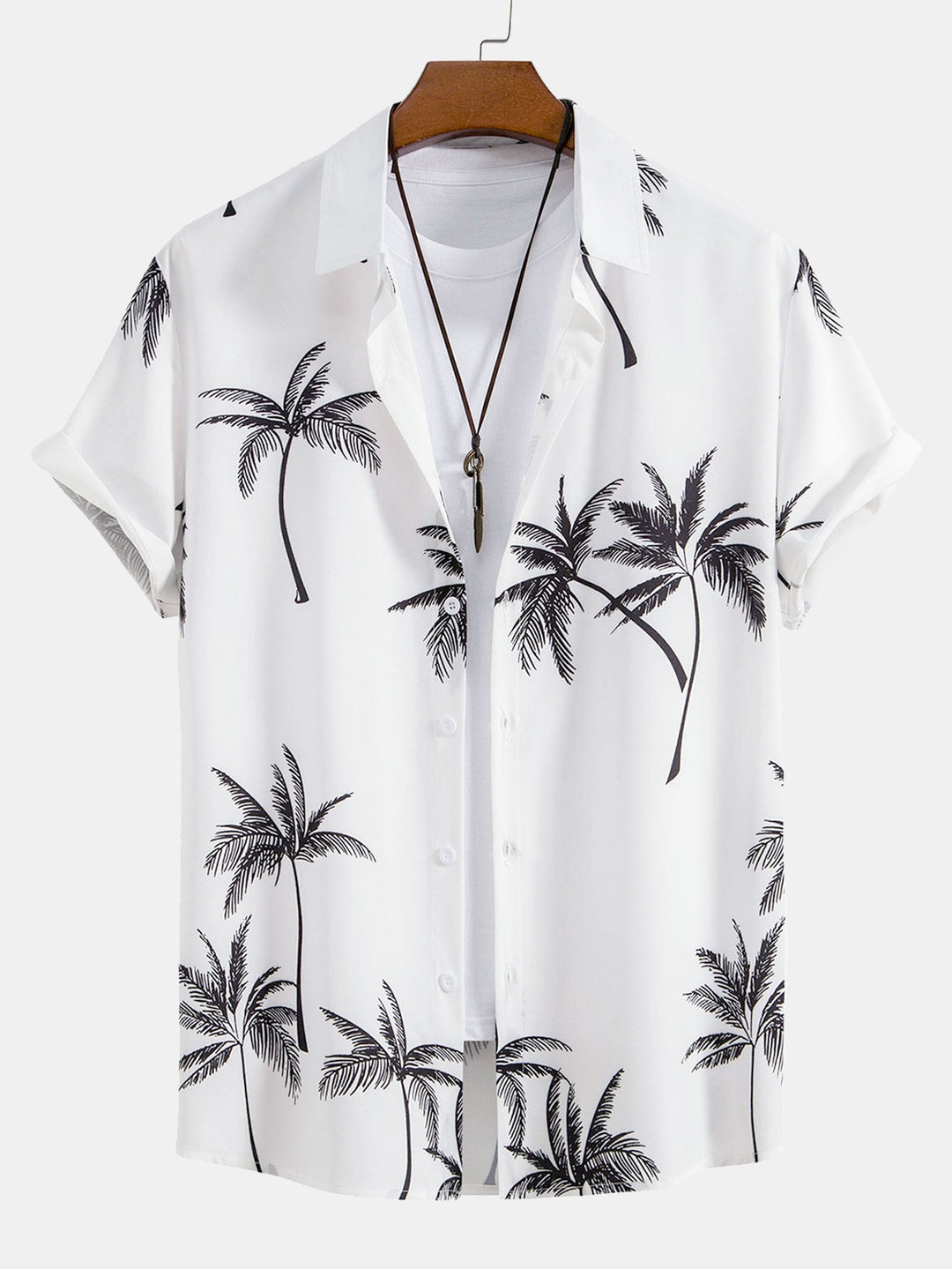 Chemise à boutons imprimée palmiers & Short de bain à rayures